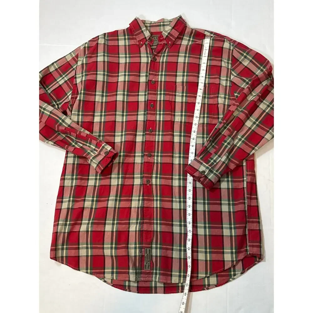 Vintage Abercrombie Fitch Big Shirt Button Down Plaid Mens Medium Red Country